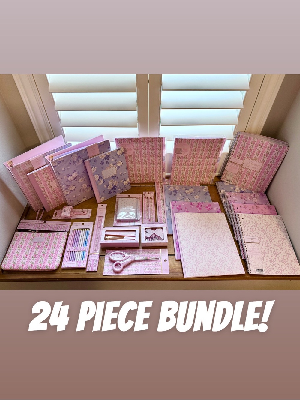 LoveShackFancy Floral 24-Piece Notebook Binder & Stationery School Office Bundle